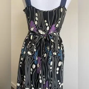 Gracie Dresses | Nwt Silk Floral Black Dress | Color: Black/Blue | Size: L | Pm-70146604's Closet
